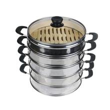 High Quality Stainless Steel Steamed Dumpling Cage Bamboo Bottom Steamed Buns Dessert Lotus Leaf Rice Steamer Easy To Clean 2024 - buy cheap