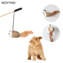 Bola de brinquedo interativo para gatos, brinquedo com penas para provocar gatos, treinamento de animais de estimação 2024 - compre barato