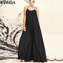 VONDA Women Strap Sleeveless Long Maxi Dress Plus Size 2021 Summer Beach Sundress Sexy Spaghetti Dresses Casual Loose Vestidos 2024 - buy cheap