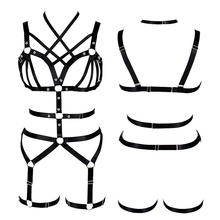 Goth Harness Bra for Women Black Body Caged Tops Hollow Out Garter Belt Sexy Lingerie Set Elastic Adjust Punk Dance Rave Clothes 2024 - buy cheap