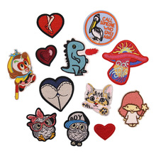 PGY Mix Design Patches Iron On Appliques Cartoon Owl the Monkey King Patch for Clothing Cute Animal Badges Full Embroidery Cat 2024 - buy cheap