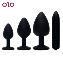 OLO 4Pcs Anal Plug Bullet Vibrator Crystal Jewelry Butt Plug Vibrator G Spot Prostate Massager Erotic Sex Toys for Men Women 2024 - buy cheap