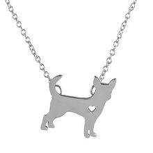 1Pc New Chihuahua Puppy Dog With A Heart Pendant Animal Pet Necklace Mix Color Link Chain Celebration Gift Tag Men Women Jewelry 2024 - buy cheap