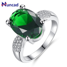 Женское кольцо с зеленым овальным кристаллом, тонкое серебряное кольцо с фианитом ААА 2024 - купить недорого
