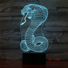 Animal Snake Head Shape 3D LED USB Lamp Creative Colorful Night light Touch Table Lighting Desktop Decor Lampshade AW-1180 2024 - buy cheap