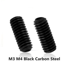 2021 Real Wood Screws 100pcs M3 M4 Din916 Black Carbon Steel Metric Thread Grub Screws Inner Hexagon Socket Set Headless Bolt 2024 - buy cheap