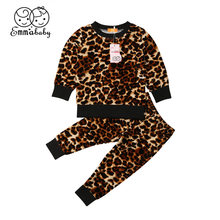 2019 Baby Girl Clothes Set Toddler Kid Leopard Pirnt Outfit Long Sleeve Top+Pants 1-6T Children Clothing Set 2024 - buy cheap