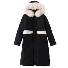 Down Jacket Female 2018 New Long Coat Female White Duck Down Black Parka Large Fur Collar Loose Hooded Plus Size Jacket Ls225 2024 - buy cheap