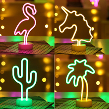 Neon Light Sign LED Night Light Flamingo Unicorn Cactus Lamp Battery Powered for Bedroom Table Home Wedding Christmas Decoration 2024 - buy cheap