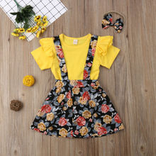 Fashion Kids Baby Girls Clothes Baby Sister Flower Tops T-shirt Strap Romper Dress Outfits Clothes Set 2024 - buy cheap