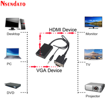 Cabo conversor vga para hd, adaptador de saída 1080p hd + áudio tv av hdtv, cabo de vídeo, adaptador para tv, pc, notebook, projetor 2024 - compre barato