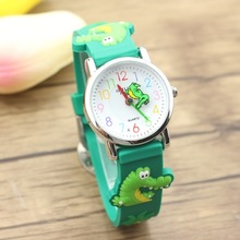 free shipping kids lovely 3D Cartoon crocodile Design Analog Wrist Watch Children high quality silicone waterproof gift clock 2024 - buy cheap