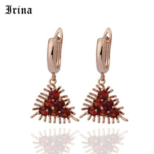 Irina 3 color Fashion  Flower Geometric Triangle 585 Crystal Earrings For Women AAA Zircon Drop Earrings Minimalist Jewelry 2024 - buy cheap