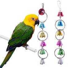 Красочные игрушки для попугаев, металлическое кольцо, колокольчик, подвесная клетка для белки, попугаев, аксессуары для домашних животных 2024 - купить недорого