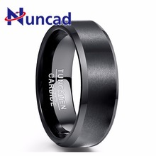 Классическое винтажное мужское кольцо, ювелирное изделие шириной 8 мм, полированное черное кольцо из 100% вольфрамовой стали для мужчин, мужское обручальное кольцо, подарок 2024 - купить недорого