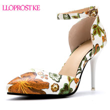 Lloprost ke New arrival summer Shoes woman high heels Ladies Embroidery pumps Platform Slip On shoes PU leather party shoes H319 2024 - buy cheap