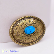 10X 35X25MM Western Antique Brass Blue Turquoise Engraved Saddle Tack Belt Prairie Dust Oval Conchos 2024 - buy cheap