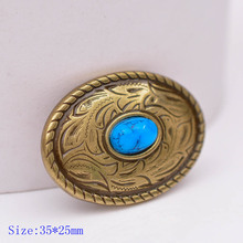 Cinturón de tachuelas para SILLÍN, accesorio occidental de latón antiguo azul turquesa grabado, Conchos ovalados para polvo de pradera, 10x35x25mm 2024 - compra barato