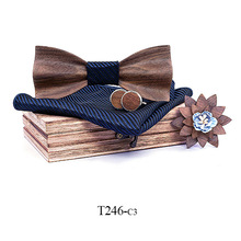 Новинка 2019, пустотелая брошь в виде черного ореха с объемным деревянным галстуком-бабочкой, европейский и американский свадебный подарок, деревянный галстук-бабочка с логотипом на заказ 2024 - купить недорого