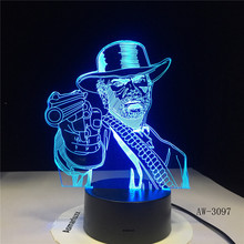 Lámpara de mesa 3D para niños y adultos, luminaria LED de colores con Control remoto, de Red Dead Redemptionss 2, AW-3097 2024 - compra barato