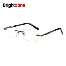 Brightzone Frameless Men Reading Glasses Anti Blue Rays Resin Clear Lenses Titanium Alloy Anti-Fatigue Eyeglasses +1.00 To +4.00 2024 - buy cheap