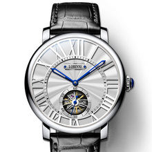 Lobinni relógio masculino de marca de luxo, relógio mecânico à prova d'água 50 m safira, esqueleto de couro genuíno 2024 - compre barato