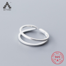 25 anel de prata coreano moda dupla camada anel aberto temperamento personalidade boca abertura anel feminino 2024 - compre barato