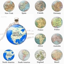 Fashion World Map Metal Necklace North American Africa France Spain England Pendant Map Jewelry Men Bead Charm Gift 2024 - buy cheap