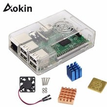 Aokin ABS Protective Case Cover With Cooling Fan + Heat Sink 1 Aluminum + 2 Copper For Raspberry Pi 3 B+/3/2/ B+ 2024 - buy cheap