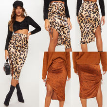 Women Midi Skirt Leopard Print High Waist Sexy Cocktail Club Boho Skirt Ladies Fashion Mid-Calf Skirt 2024 - buy cheap