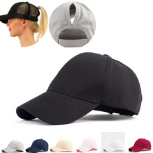 New pattern Women's Ponytail Baseball Cap Solid Color Breathable Sunshade Sun Hat After Opening Sports Tennis Cap 2024 - buy cheap