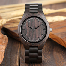 Minimalist Black Wooden Watch Men Quartz Handmade Wood Bangle Watch Strap Top Brand Luxury Timepiece Clock Man relogio masculino 2024 - buy cheap