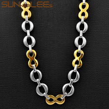 SUNNERLEES Jewelry Stainless Steel Necklace 12mm Geometric Link Chain Silver Color Gold Plated Men Women SC103 N 2024 - buy cheap