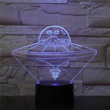 Новая 3D лампа НЛО космический корабль 7 видов цветов светодиодный ночник детские игрушки настольная лампа креативный день рождения крутой 2458 2024 - купить недорого