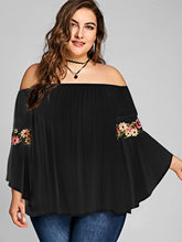 Wipalo Plus Size 5XL Embroidered Flare Long Sleeve Chiffon Blouse Women Casual Loose Tops Big Size Blouses Off The Shoulder 2024 - buy cheap