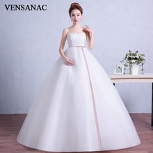 VENSANAC Pleat Strapless Ball Gown Appliques Sash Wedding Dresses Elegant Off The Shoulder Bow Backless Bridal Gowns 2024 - buy cheap