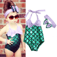 Hot Toddler Kids Girls Summer Holiday Beach Swimwear Bikini Headband Sets Swimsuit Bathing Suit Sets 2024 - buy cheap