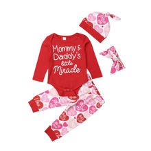 2019 Newborn Infant Baby Girl Valentine's Day Clothes Letter Printed Romper Tops+Pants+Hat Valentine Outfit Set 2024 - buy cheap
