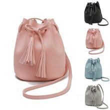 Fashion Tassel Drawstring Shoulder Bag Bucket For Women Ladies Girls Large Capacity PU Leather Crossbody Bag Female Tote 2024 - buy cheap