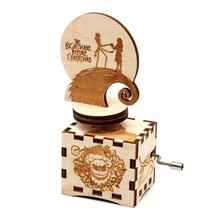 New Antique Carved Halloween Theme Hand Cranked Music Box Wood Children's Day Gifts Birthday Gifts 2024 - buy cheap