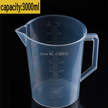 PP graduated cup Plastic lab measuring beaker with handle for chemical experiment kitchen food grade transparent 3000ml 1pc 2024 - buy cheap