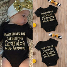 2019 Newborn Baby Girl Summer Sets Short Sleeve Grandma Grandpa Letter Print Bodysuit Sequins Bow Headband 2Pcs Outfits 0-18M 2024 - buy cheap