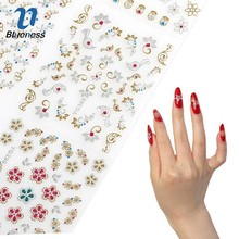 Blueness 24 Sheet Heart Design Nails Stickers Foil 3D Colorful Flower Beauty Manicure Decals Nail Art Bronzing Sticker Stamping 2024 - buy cheap
