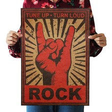 Adesivo de parede de papel kraft para decoração de quarto, arte e gestos de rock vintage 2024 - compre barato