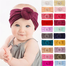 2018 Cute Toddler Kids Baby Girls Big Bow Hairband Cotton Headband Stretch Turban Kids Solid Color Headwear 0-6Y 2024 - buy cheap