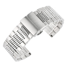 Pulseira de relógio de aço inoxidável, pulseira de relógio para mulheres e homens, 22mm de cor prata 2024 - compre barato