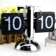 Small Scale Table Clock Retro Flip Over Clock Stainless Steel Flip Internal Gear Operated Quartz Clock 2024 - buy cheap