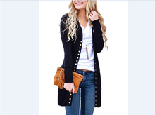 Модный женский однотонный Кардиган с длинным рукавом, новая женская элегантная вязаная верхняя одежда с карманами, свитер высокого качества 2024 - купить недорого