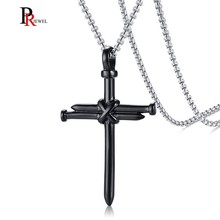 Men's Stainless Steel Nail Rope Cross Pendant Necklace with Stainless Steel Free Box Chain 24 inch Male Accessories 2024 - buy cheap