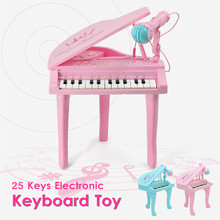 2 Colors 25Keys Keyboard Toy Electronic Organ Kids Piano Microphone Musical Instrument Playing Toy Set Children Gifts USB 2024 - buy cheap